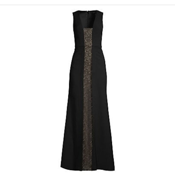 BCBGMAXAZRIA Satin Gown with Lace Inset Black Women's, size 12 - Picture 4 of 4